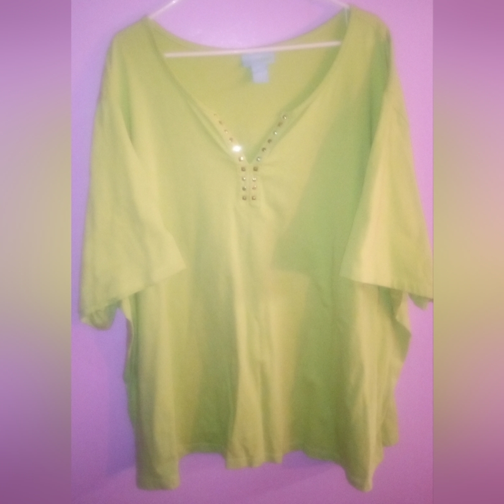 Liz & Me, Plus Size 5X, Green With Sequins On The Neckline Super Cute